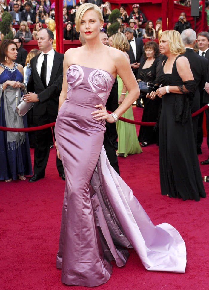 Charlize Theron in Dior at the 82nd Annual Academy Awards, Oscars, at the Kodak Theatre in Los Angeles, California on March 7, 2010