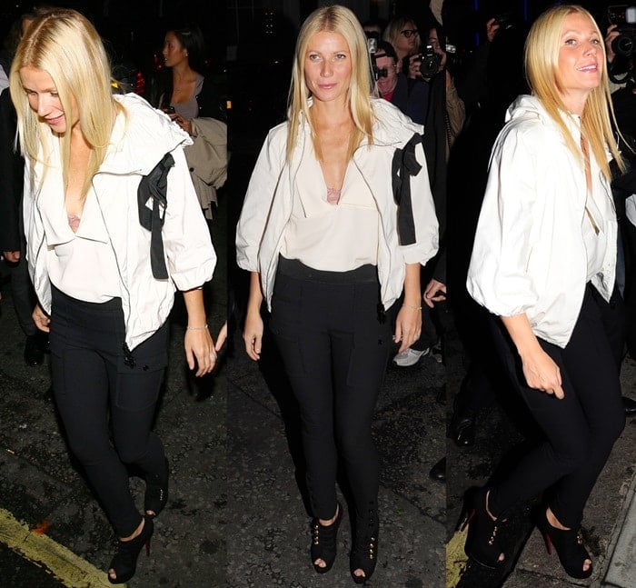 Gwyneth Paltrow hosted Stella’s Bruton Street store event that night decked almost entirely in Stella McCartney save for the pair of Louboutins on her feet