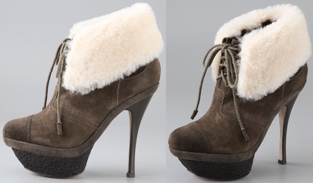 L.A.M.B. Pier Suede Booties with Shearling Cuff