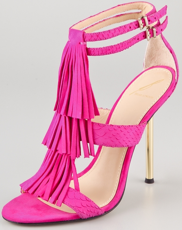 Pink B Brian Atwood Luciana Fringed T Strap