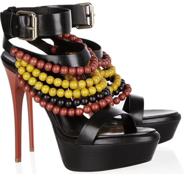 Burberry Leather Sandals With Strung Wooden Beads