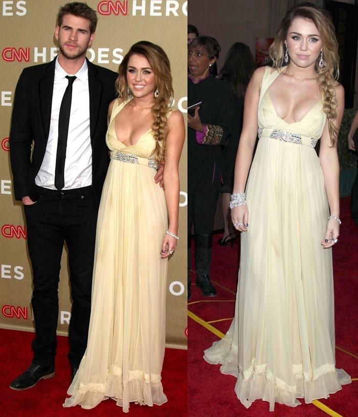 Miley Cyrus and Liam Hemsworth attend the CNN Heroes: An All Star Tribute event held at the Shrine Auditorium in Los Angeles, California on Dec. 11, 2011