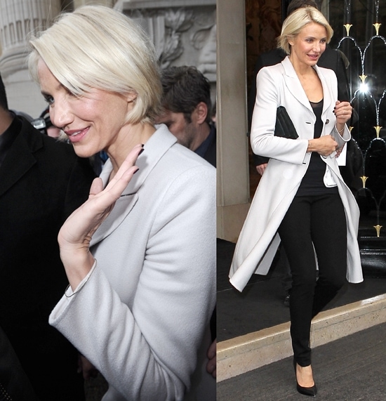 Cameron Diaz was seen in the pointy toe Casadei pump on the way to an Armani Prive Haute Couture event in Paris