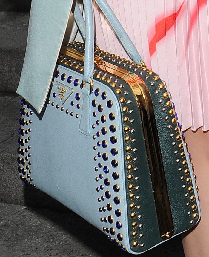 Katy Perry's baby blue studded handbag