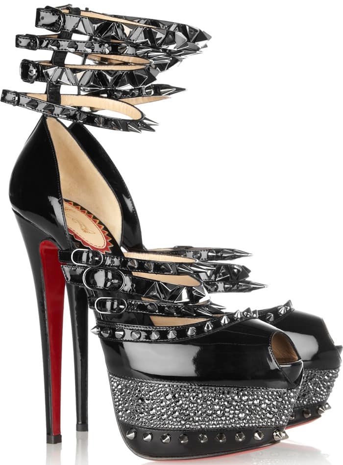 Christian Louboutin Black 20th Anniversary Isolde 160 Patentleather Sandals
