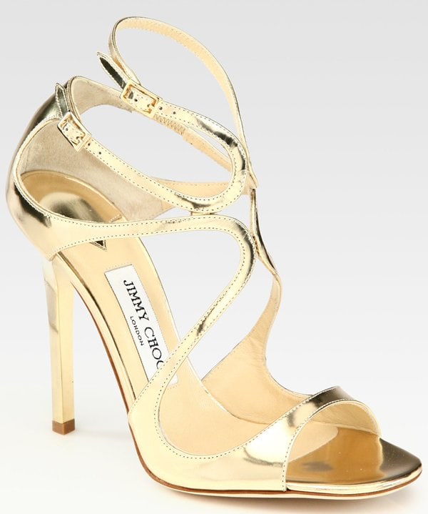 Jimmy Choo Lance Sandals in Gold