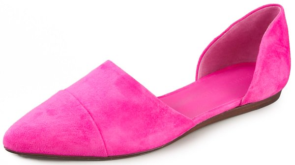 Velvety, vibrant suede puts a bold twist on Jenni Kayne's signature d'orsay flats, which are finished with a seamed, pointed toe