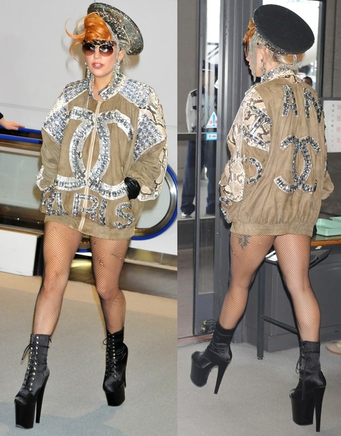 Lady Gaga arrives at Narita International airport to catch a flight on May 16, 2012
