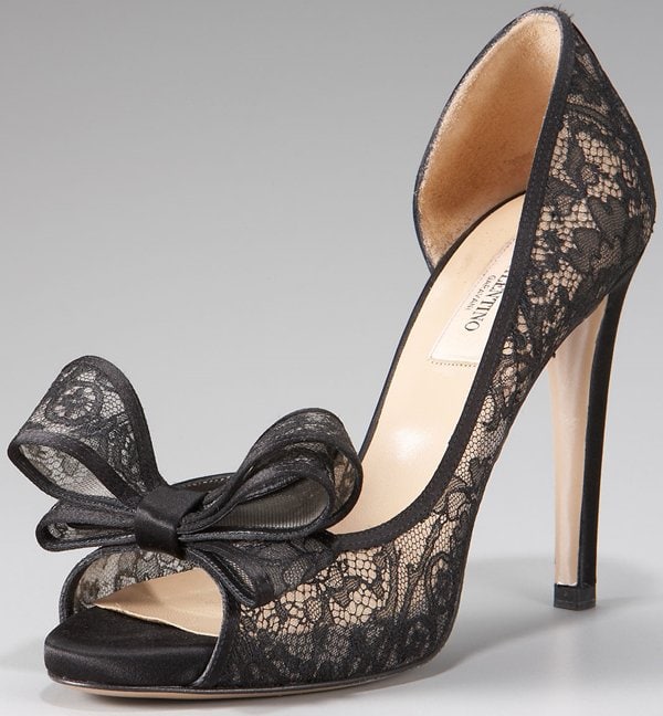 Valentino Lace Couture Bow D'Orsay Heels