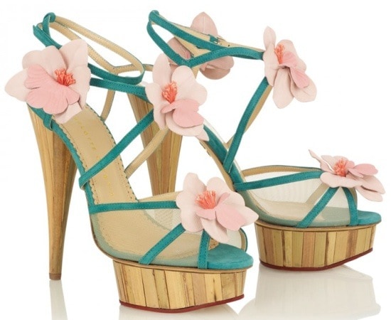 Charlotte Olympia "Botanica" Strappy Orchid Sandals