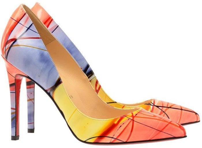 Christian Louboutin Multicolor 'Pigalle 100' Pollock Printed Leather Court Shoes