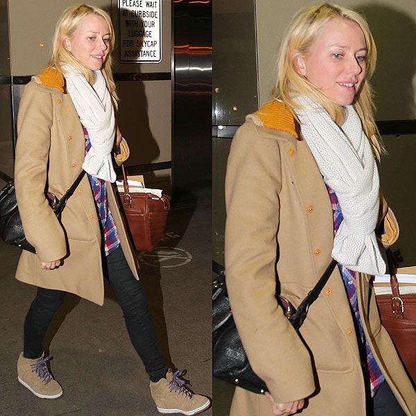 Here's another wedge sneaker look we love on Naomi Watts