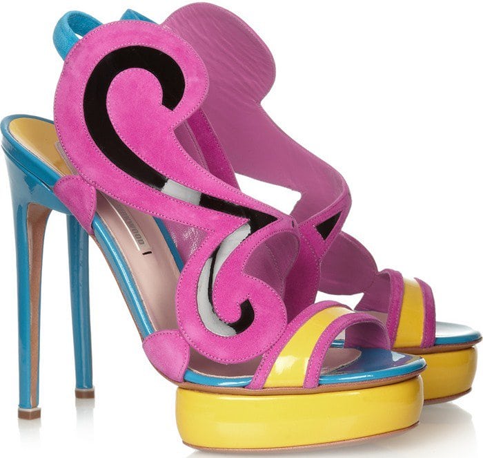 Nicholas Kirkwood Suede Swirl Colorblock Sandals