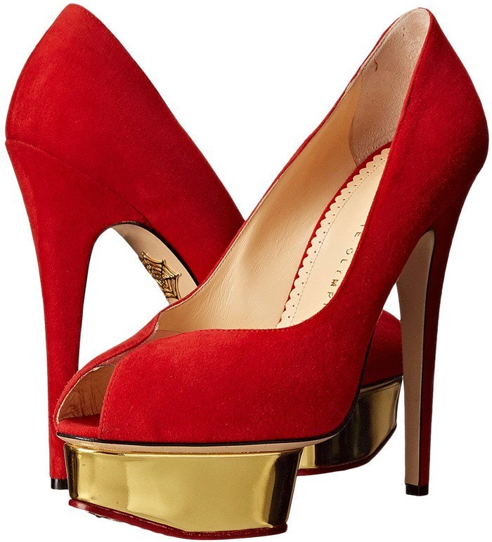 Charlotte Olympia Daphne Platform in Red Suede