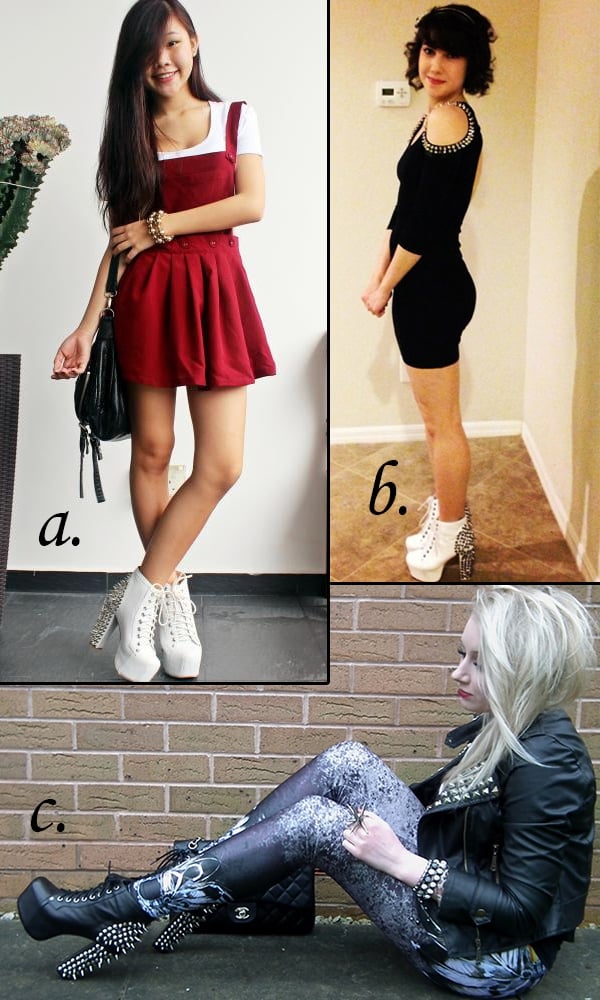 Fashion bloggers wearing spiked Lita boots