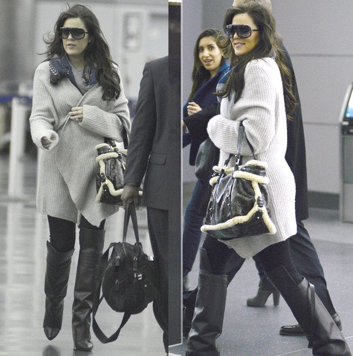 Khloe Kardashian Odom wearing Givenchy wedge leather boots