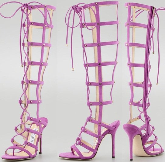 Jimmy Choo 'Mogul' Cage Sandal Boots in Orchid