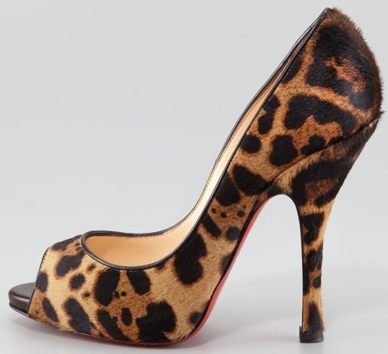 Christian Louboutin 'Maryl' Peep-Toe Pumps in Leopard Print Calf Hair