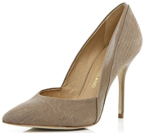 River Island Paneled Pointy Pumps in Beige