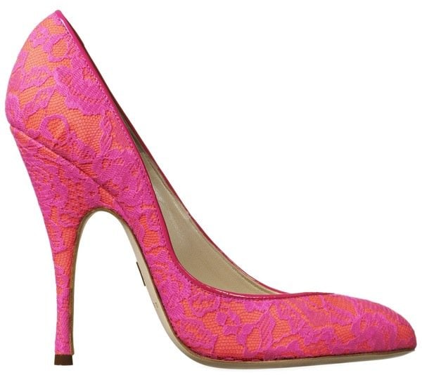 Brian Atwood "Nico" Pumps in Hot Pink Lace