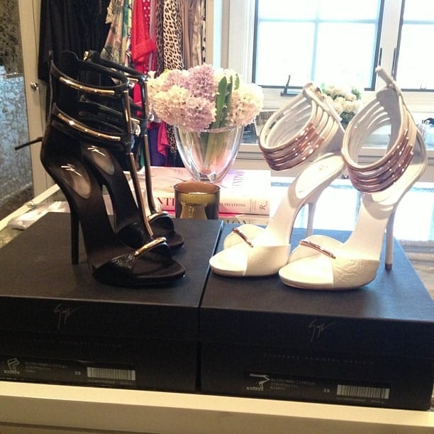 Khloe Kardashian showing off her Giuseppe Zanotti sandals