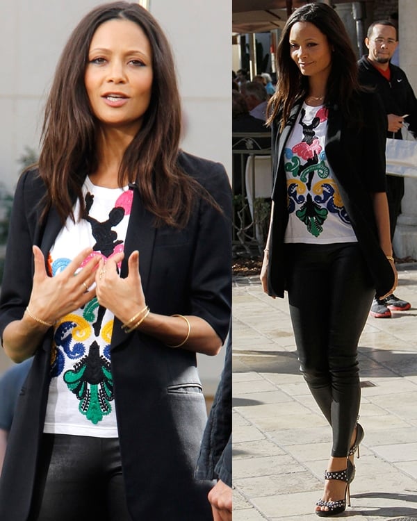 Thandie Newton at The Grove to appear on the show, 'Extra' Los Angeles, California