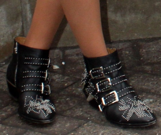 Una Healy wearing Chloe 'Susannah' multibuckled boots