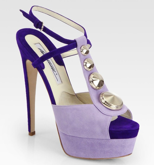 Brian Atwood Clizia Suede & Leather T-Strap Platform Sandals in Lilac-Purple