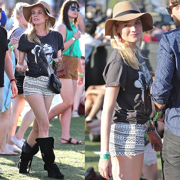 Diane Kruger's outfit here is something Vanessa Hudgens has worn to Coachella before