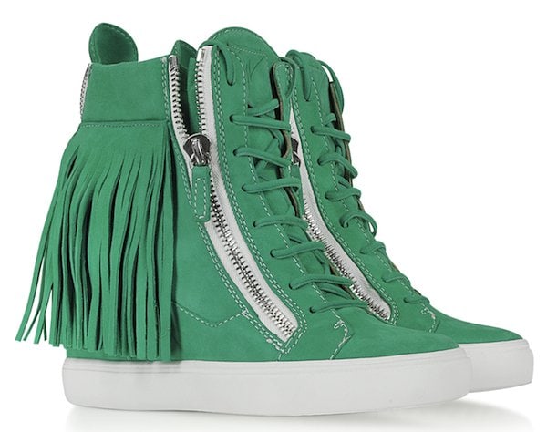 Lorenz Fringe Wedge Sneaker Green1