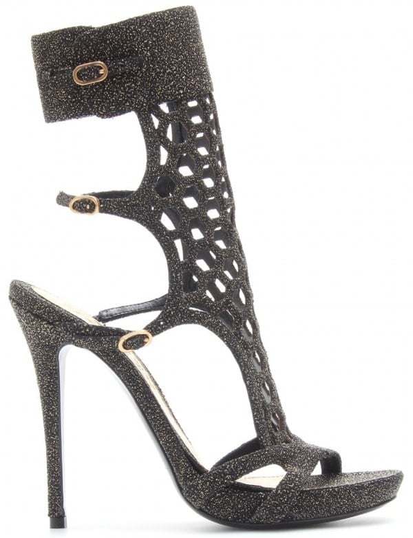 Alexander McQueen Perforated Stiletto Sandals with Glitter