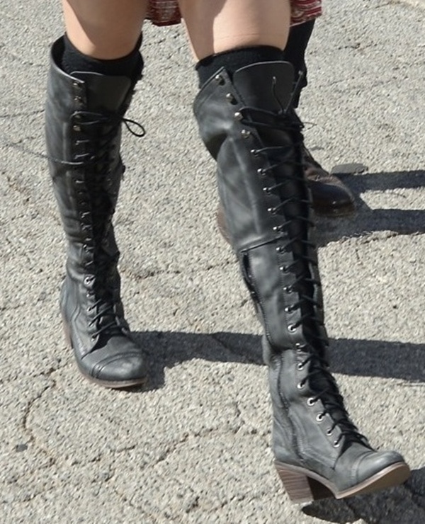 Vanessa Hudgens wearing Jeffrey Campbell for Free People 'Joe' lace-up boots
