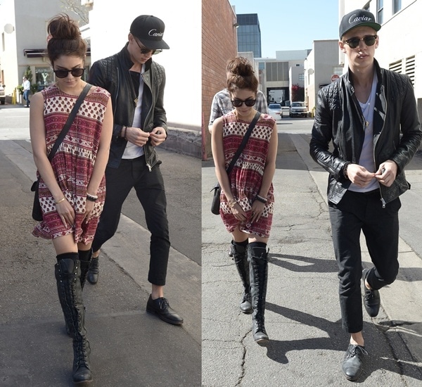 Vanessa Hudgens was photographed with her boyfriend, Austin Butler, on April 18 while the couple was on their way to lunch