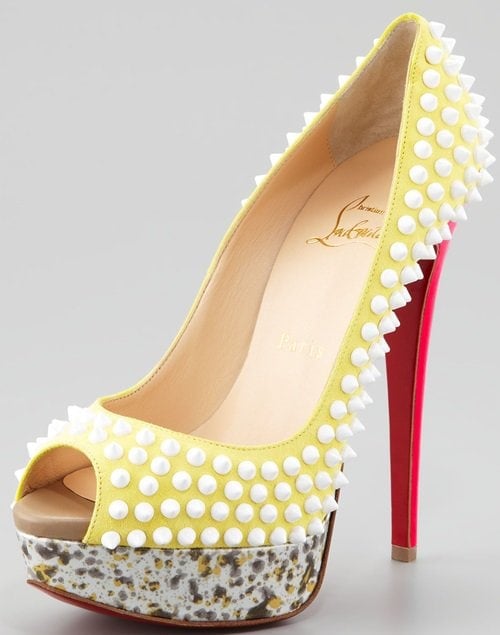 Christian Louboutin 'Lady Peep Spikes' Platform Pumps in Canary