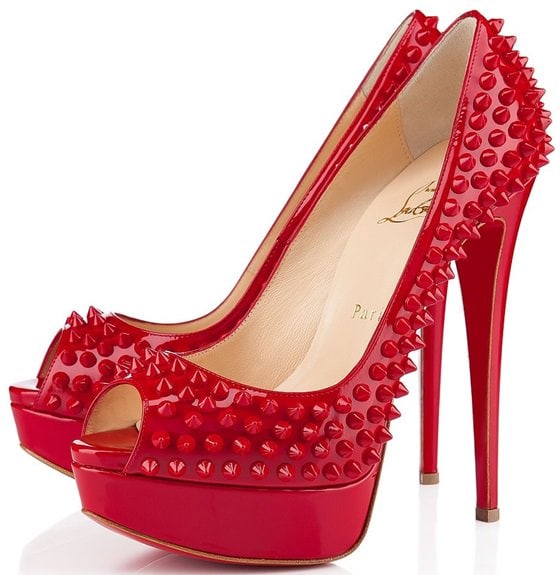 Christian Louboutin Lady Peep Spikes in Red