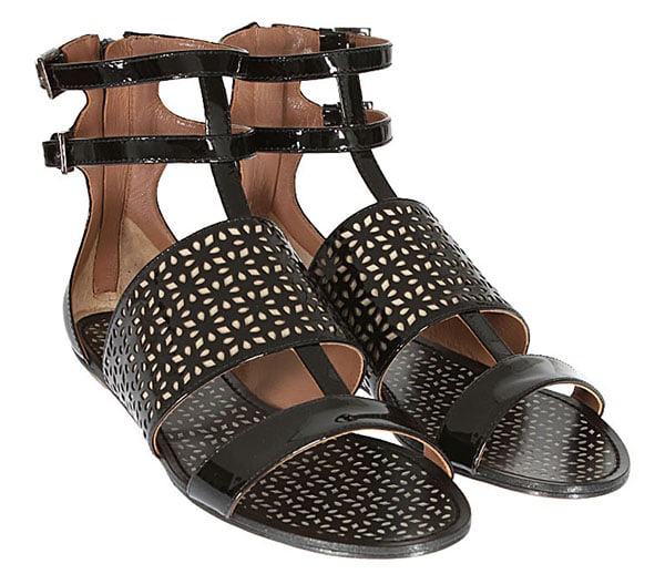 Azzedine Alaïa Black Patent Leather Flat Sandals