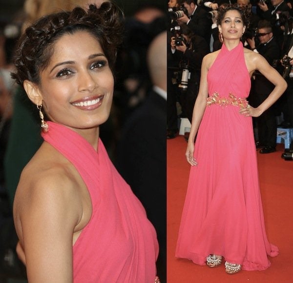 Freida Pinto in Gucci for the 66th Annual Cannes Film Festival Opening Ceremony on May 15, 2013