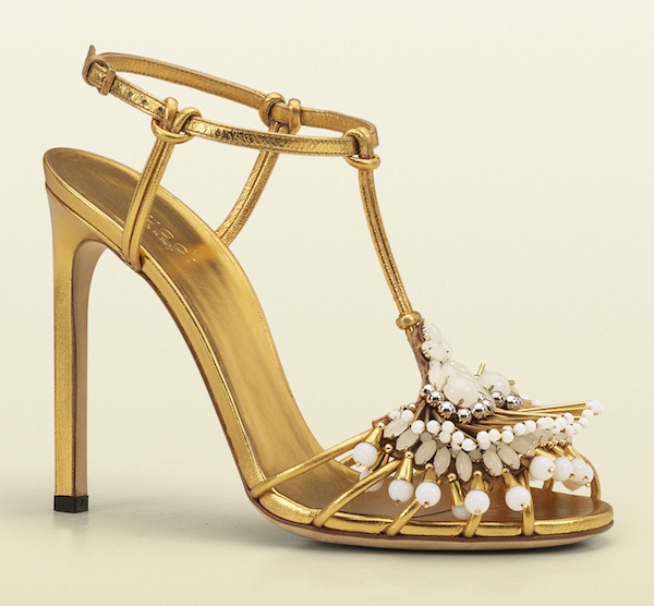 Gucci Phoebe Gold Embellished Sandals