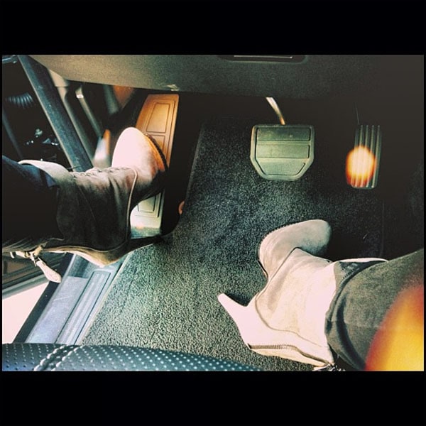 Kendall Jenner's Instagram photo where she shows off the new Alaia boots that she got as a gift from Kanye West, posted on May 29, 2013