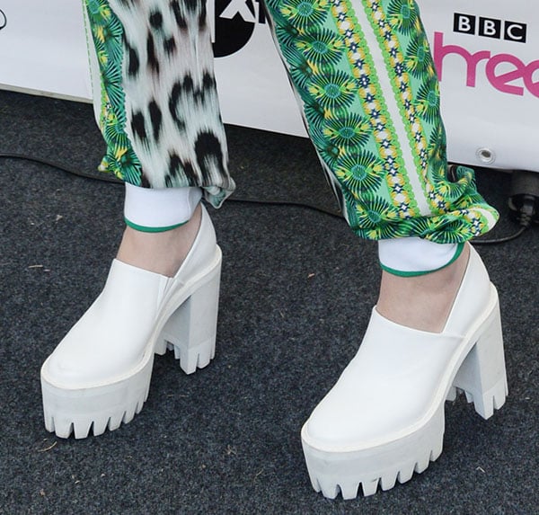 Rita Ora wearing Stella McCartney lug sole pumps