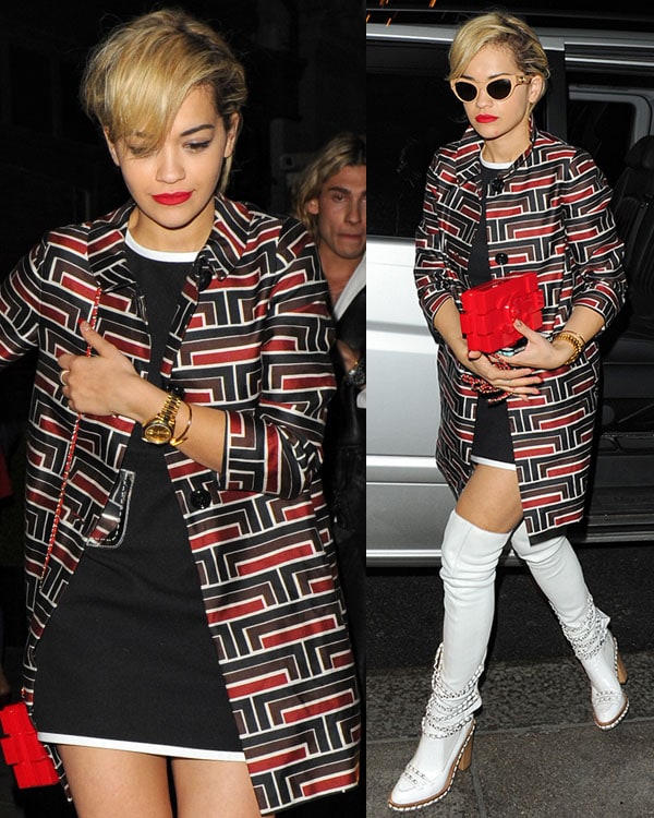 Rita Ora leaving the Groucho Club and heading for The Dorchester hotel in London, England on May 10, 2013