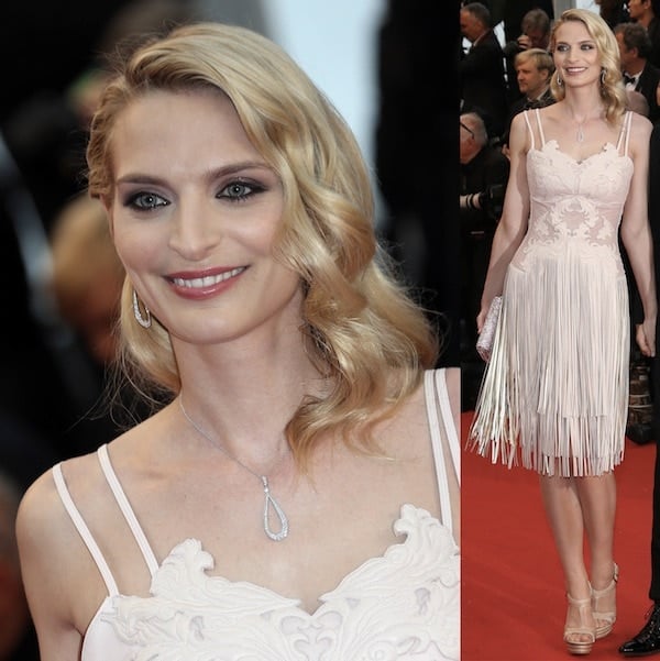 Sarah Marshall seemingly inspired by the 1920s at the 66th Annual Cannes Film Festival Opening Ceremony on May 15, 2013