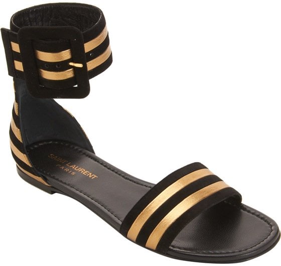 Black/Gold 'Paloma' Flat Sandals