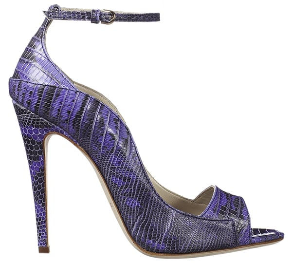 Brian Atwood Evie Pumps in Violet Tejus Lizard