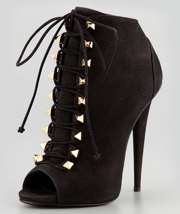 Giuseppe Zanotti Studded Suede Lace-Up Booties