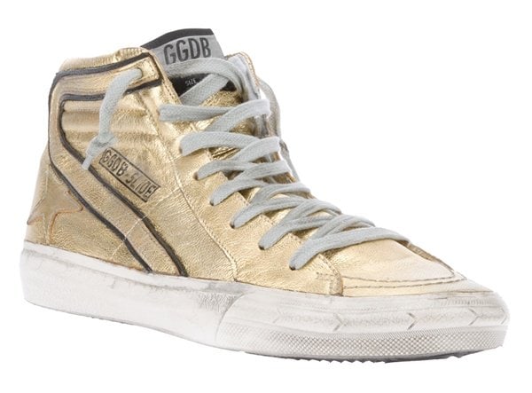 Golden Goose Deluxe Brand Hi-Top Sneakers in Metallic Gold