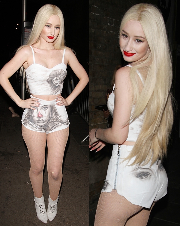 Iggy Azalea wearing eye-catching hotpants as she arrives at Dynamo's secret party following her exclusive HP UK performance in London on July 9, 2013