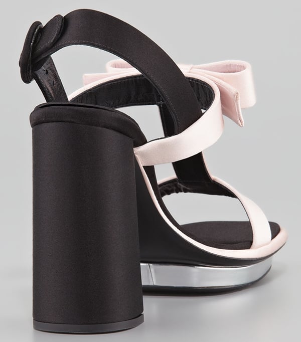 Prada Satin Bow T-Strap Sandals Pink
