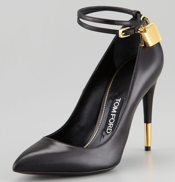 Tom Ford Padlock Ankle-Wrap Leather Pumps