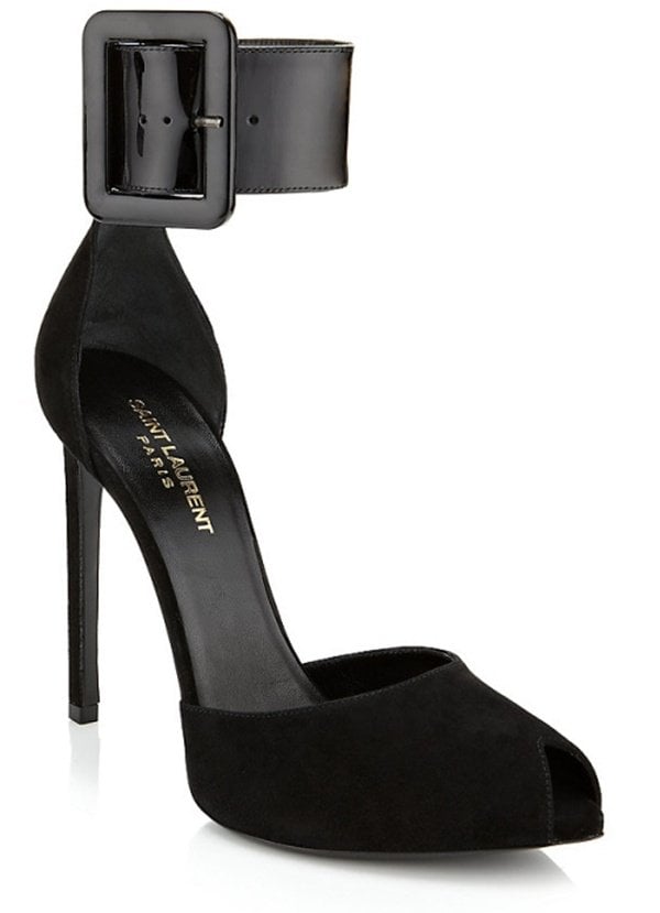 Paris Suede and Patent Leather Ankle-Cuff Pumps